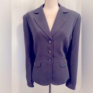 BEAUTIFUL Tahari Dark Navy and White Striped Skirt Suit